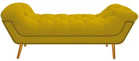 Calçadeira Estofada Veneza 160 cm Queen Size Suede Amarelo - ADJ Decor