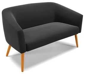 Namoradeira 02 Lugares Stella Suede Pés Palito Castanho D'Rossi - Preto