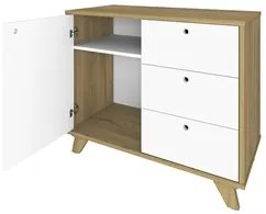 Mesa Escrivaninha 135cm Elai e Gaveteiro 2 Gavetas May A06 Olmo/Branco