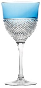 Taça de Cristal Lapidado Artesanal p/ Vinho Branco Libélula - Azul Claro - 50  Azul Claro - 50