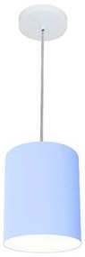 Lustre Pendente Cilíndrico Md-4012 Cúpula em Tecido 18x25cm Azul Bebê - Bivolt