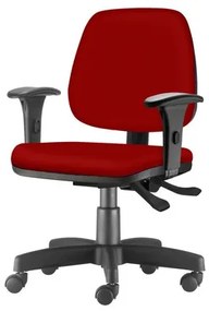 Cadeira Job com Bracos Assento Crepe Vermelho Base Rodizio Metalico Preto - 54598 Sun House