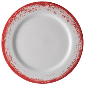 Prato Raso 26Cm Porcelana Schmidt - Dec. Nevoa Vermelho 2429