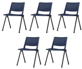 Kit 5 Cadeiras Up Assento Azul Base Fixa Preta - 57804 Sun House