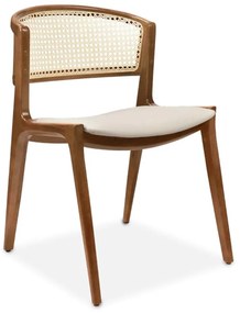 Cadeira Camilly Estofada Encosto com Palha Natural Sextavada Estrutura Madeira Liptus Design Sustentável