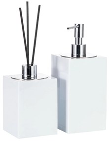 Conjunto Banheiro Duo Quadrado Resina Branco - Cromado
