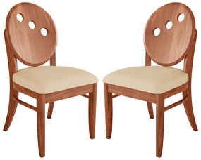 Kit 2 Cadeiras Decorativas Sala de Jantar Teseu Madeira Maciça Poliéster Bege/Imbuia G42 - Gran Belo
