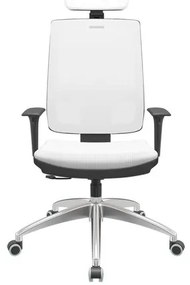 Cadeira Office Brizza Tela Branca Com Encosto Assento Aero Branco RelaxPlax Base Aluminio 126cm - 63603 Sun House