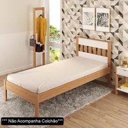 Cama de Solteiro Madeira CM8006 Amêndoa/Branco - Tecno Mobili