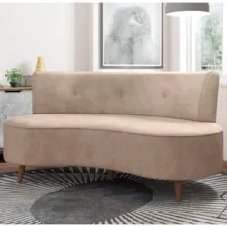 Sofá 2 Lugares para Sala Living 135cm Pés Palito Korah Z08 Veludo Bege