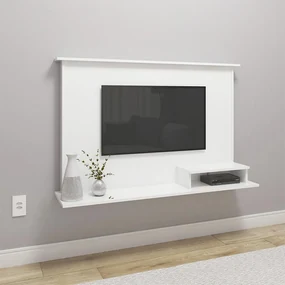 Painel Para TV Até 47" 1 Nicho 2 Prateleiras Premium Branco