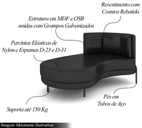 Sofá Chaise Lado Esquerdo Downey Sala de Estar PU Preto G15 - Gran Belo