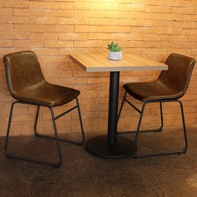 Kit 2 Cadeiras Decorativas Marquezine Sala de Jantar PU Base Aço Marrom/Preto G56 - Gran Belo