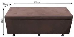 Calçadeira Baú Casal Queen 160cm Estofada Liz S05 Suede Bordado Marrom