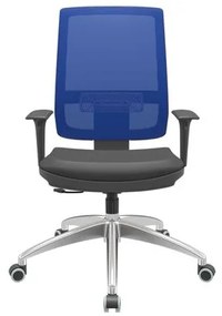 Cadeira Office Brizza Tela Azul Assento Vinil Preto RelaxPlax Base Aluminio 120cm - 63829 Sun House