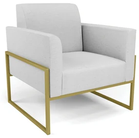 Poltrona Base Industrial Alta Dourado Marisa Linho D03 - D'Rossi - A05 Cinza