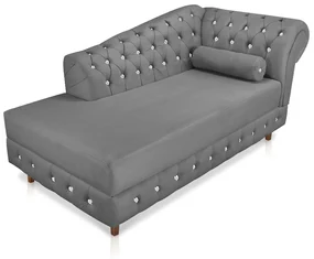 Divã Chesterfield 165 cm Capitonado com Strass Suede D'Rossi - Grafite