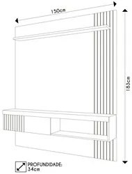 Painel para TV 65 Pol com Bancada Suspensa 150cm Jade Freijó/Off White