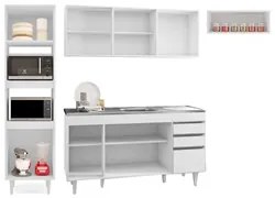 Armário de Cozinha Modulada 4 Peças CP12 Balcão com Pia Inox Branco -