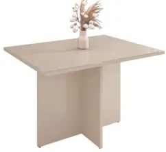 Mesa Sala De Jantar 120cm Tampo Com Vidro Paris C14 Off White - Mpozen