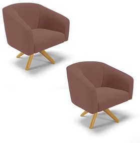 Poltrona Decorativa Giratória MA30 Kit 2 Stella Veludo D03 - D'Rossi - Rose