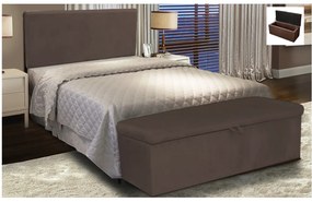 Cabeceira Painel Clean para Cama Box Solteiro 100 cm Suede - D'Rossi - Marrom