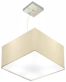 Lustre Pendente Quadrado Md-4197 Cúpula em Tecido 25/45x45cm Algodão Crú - Bivolt