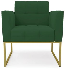 Poltrona Elisa Veludo Verde Base Metálica Industrial Dourado - D'Rossi