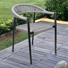 Cadeira Área Externa de Alumínio Carmy com Corda Naútica Preto/Grafite G56 - Gran Belo