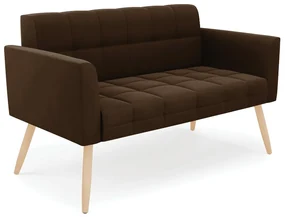 Sofá Namoradeira Elisa Suede Pés Palito Natural - D'Rossi - Marrom