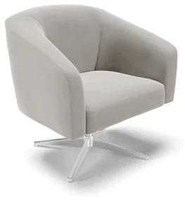 Poltrona Decorativa Giratória Cromada Stella Veludo D03 - D'Rossi - Cinza