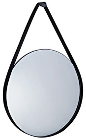 Espelho Adnet Redondo Preto com Alça Metálica 77x50 cm - D'Rossi