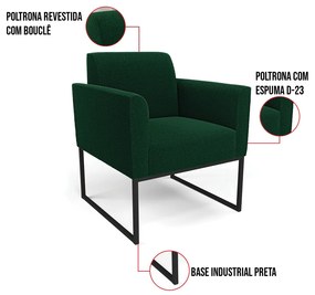 Poltrona Sala de Estar Industrial Preto Marisa Bouclê Verde D03 - D'Rossi