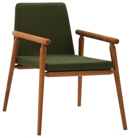 Cadeira Decorativa Sala de Jantar Sidnei Veludo Verde G17 - Gran Belo