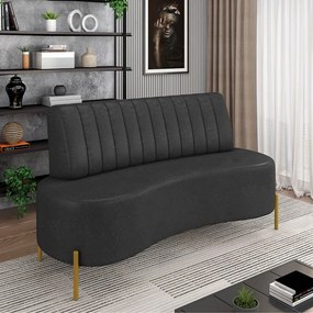 Sofá 2 Lugares Living 160cm Pé Ferro Dourado Maraú Sint PU K01 - D'Rossi - Preto