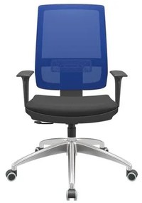 Cadeira Office Brizza Tela Azul Assento Aero Preto RelaxPlax Base Aluminio 120cm - 63830 Sun House