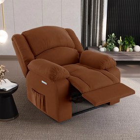 Poltrona do Papai Reclinável Sala de Cinema Madrid Elétrica Touch USB Veludo Terracota  G23