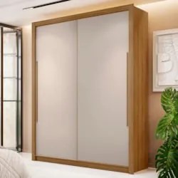 Guarda Roupa Solteiro 188cm 2 Portas Flex Dubai Nature/Fendi - Vila Ri