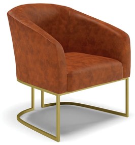 Poltrona Decorativa Industrial Dourado Stella Sintético PU D03 - D'Rossi - Nozes