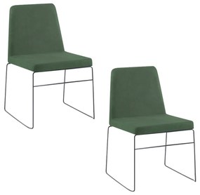 Kit 2 Cadeiras Decorativa Sala de Jantar Anne Linho Verde G17 - Gran Belo