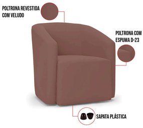 Poltrona Decorativa Orgânica Stella Max Veludo D03 - D'Rossi - Rose