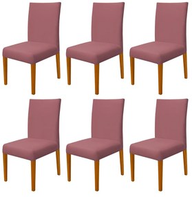 Kit 6 Cadeiras de Jantar Milan Veludo Rosê