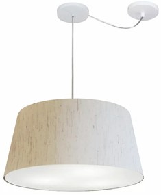 Lustre Pendente Cone Com Desvio Md-4282 Cúpula 21/40x50cm Linho Bege - Bivolt