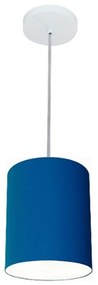 Lustre Pendente Cilíndrico Vivare Md-4012 Cúpula em Tecido 18x25cm - Bivolt - Azul-Marinho - 110V/220V