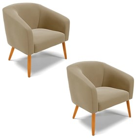 Poltrona Decorativa Pé Palito Castanho kit 2 Stella Suede Marrom Rato D03 - D'Rossi