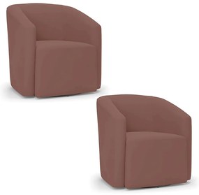 Poltrona Decorativa Base Giratória Kit 2 Stella Max Veludo Rosê D03 - D'Rossi