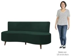 Sofá 2 Lugares para Sala Living 135cm Pés Palito Korah Z08 Veludo Verd