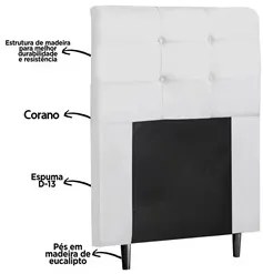 Cabeceira Cama Box Solteiro 90cm Luna I02 Sintético Branco - Mpozenato