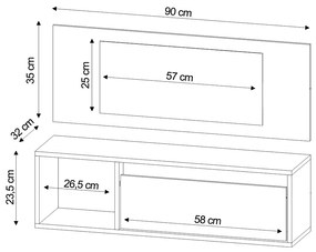 Penteadeira Camarin Suspenso Espelho 1P Nicho Quarto Mayumi 90cm Branco M12 - D'Rossi