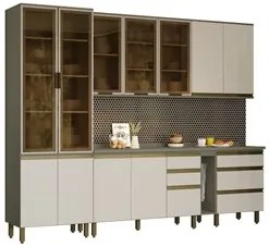Armário de Cozinha Modulada 271cm 9 Peças Perfect H02 Duna/Cristal - M